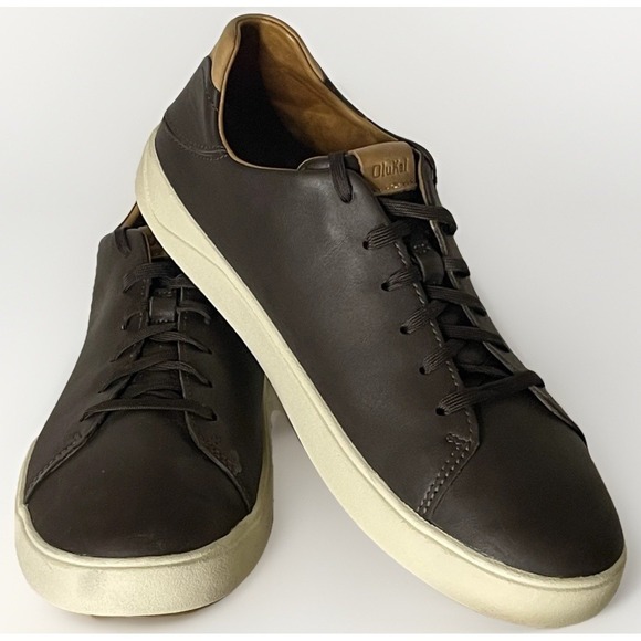 OluKai Men's Leather Shoes Brown Size 9-Tie Style w/collapsible Heel  10455-4848 - Picture 16 of 16